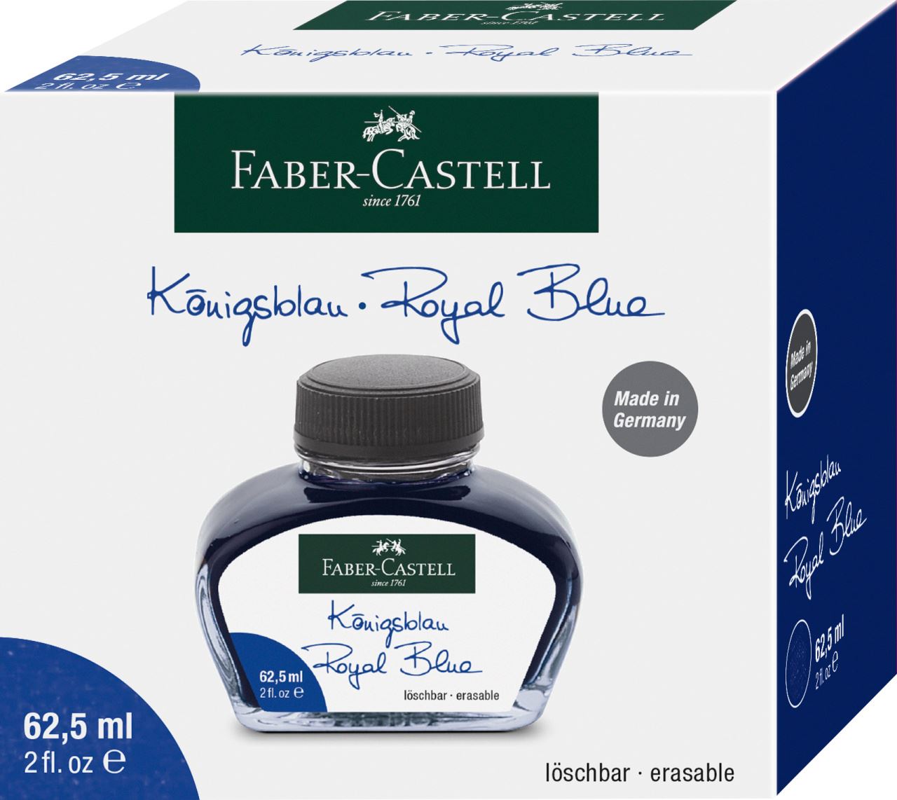 Faber-Castell - Ink bottle, 62.5 ml, ink blue erasable