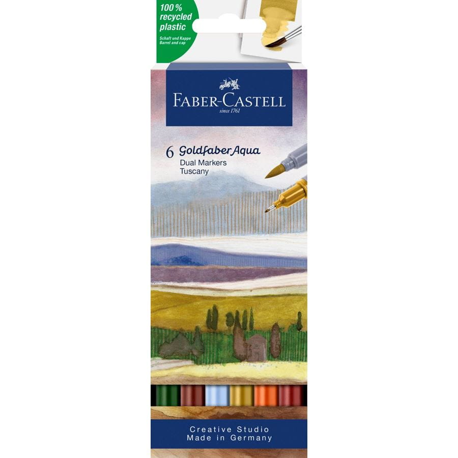 Faber-Castell - Goldfaber Aqua Dual Marker, wallet of 6, Tuscany