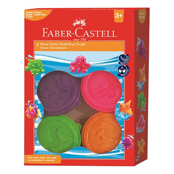 Faber-Castell - Modelling Dough Pack of 4 - Neon