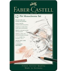 Faber-Castell - Pitt Monochrome set, tin of 12