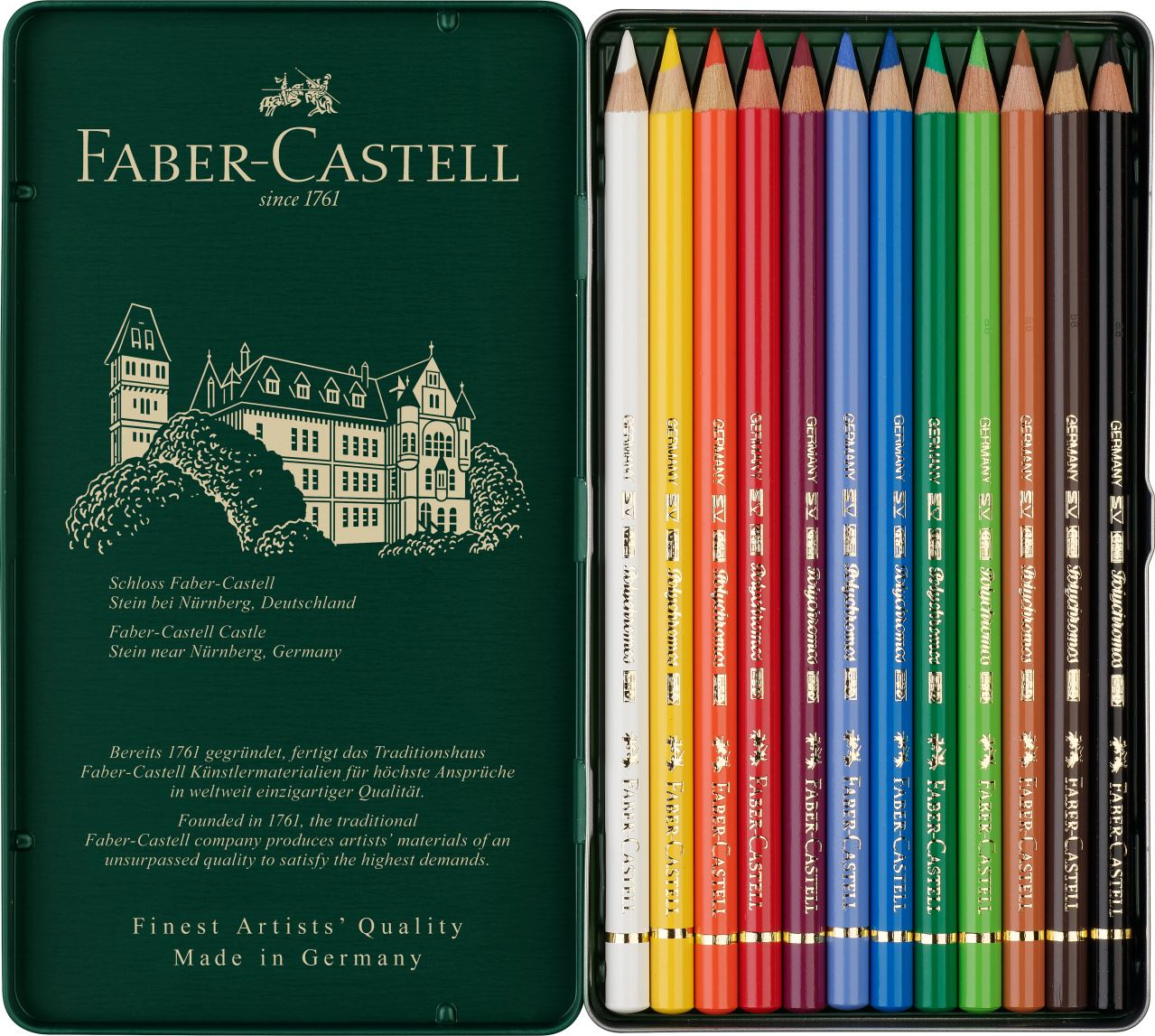 Faber-Castell 12 Faber-Castell Polychromos Artists' Colouring Pencils New 