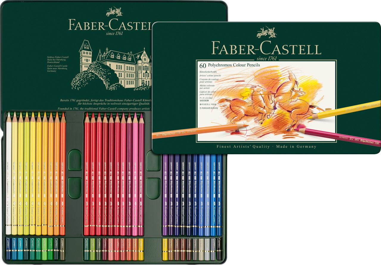 Faber-Castell Polychromos Colored Pencil Set in Metal Tin 60pc 